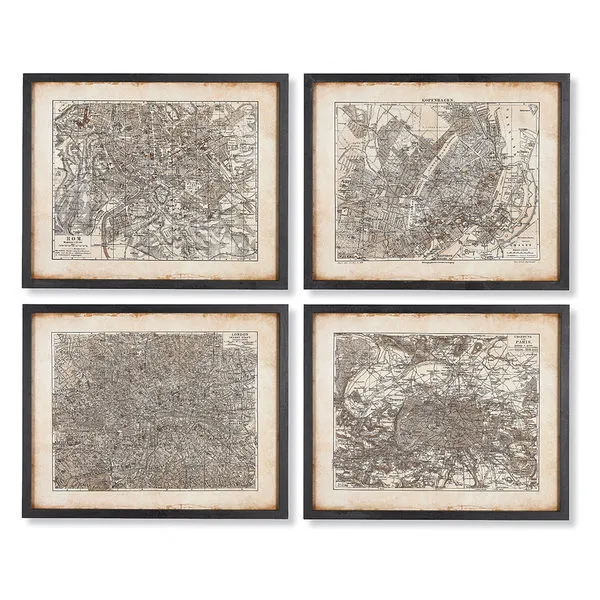 Product Image 1 for Metropolis Map Prints, Set Of 4 from Napa Home And Garden
