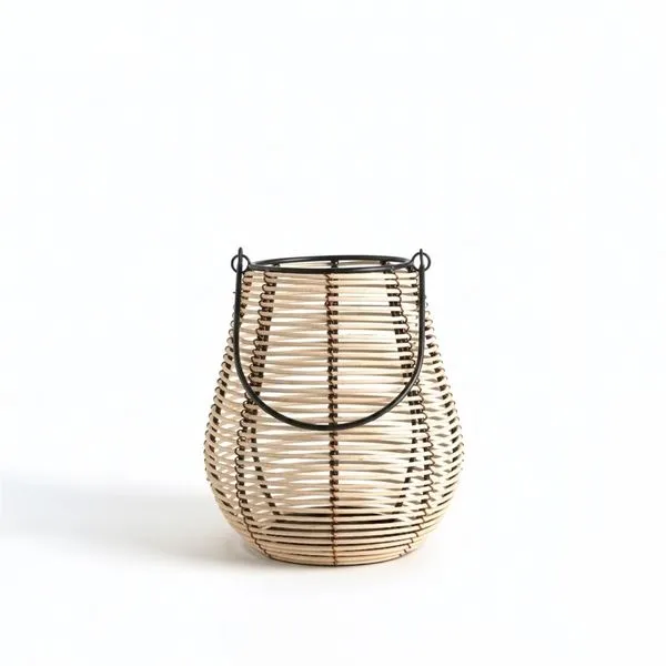 Product Image 1 for Natural Lantern Iron & Bamboo Dia 7" from BIDKHome