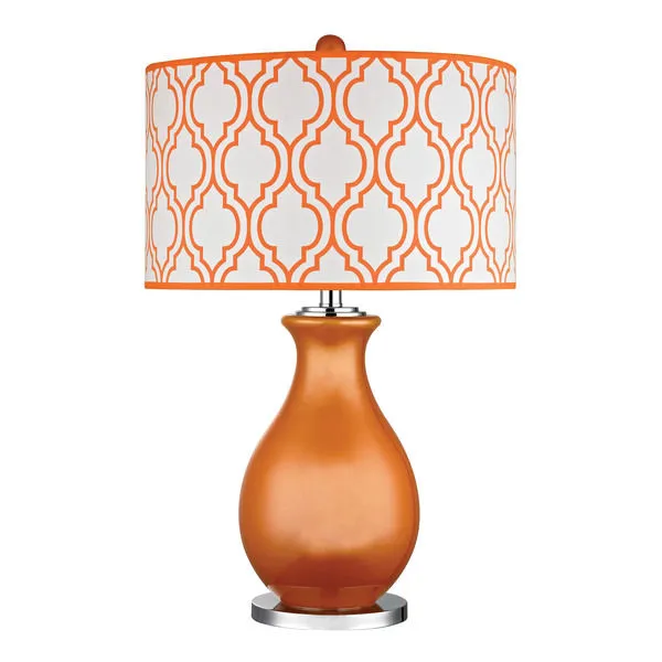 Product Image 1 for Thatcham Table Lamp In Tangerine Orange And Polished Nickel from Elk Home