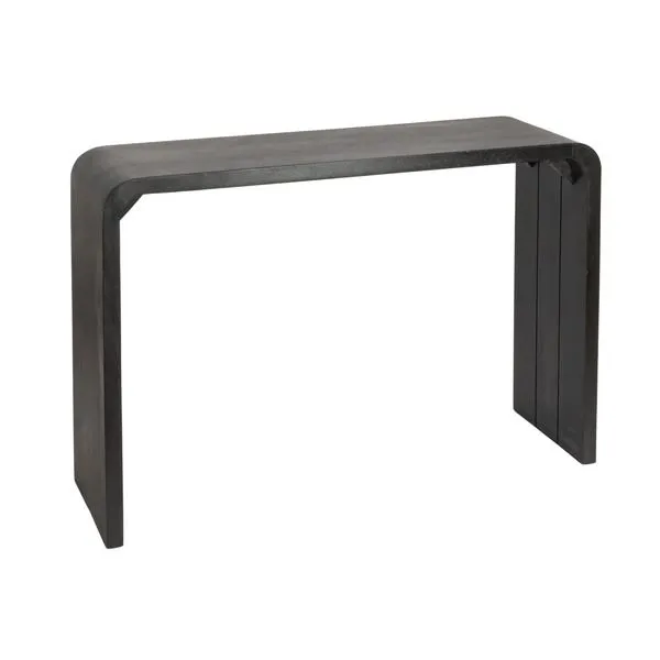 Cascade Waterfall Edge Console Table in black satin finish with smooth continuous waterfall edge design