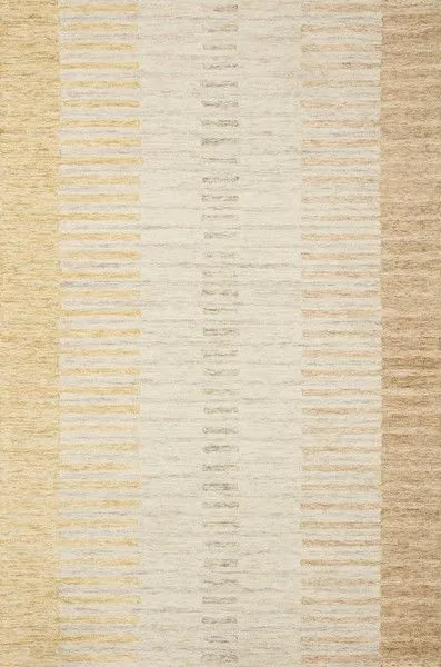 Chris Dove Santa Fe Rug with multi-tonal soft beige, cream, and light brown striped pattern