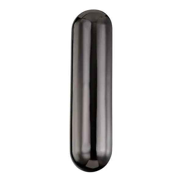 elongated sleek black nickel wall sconce with smooth rounded ends and glossy finish