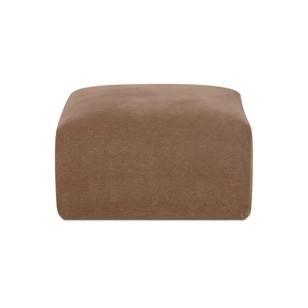Isla Mocha Sectional ottoman in warm brown with soft, rounded edges and a washable fabric slipcover