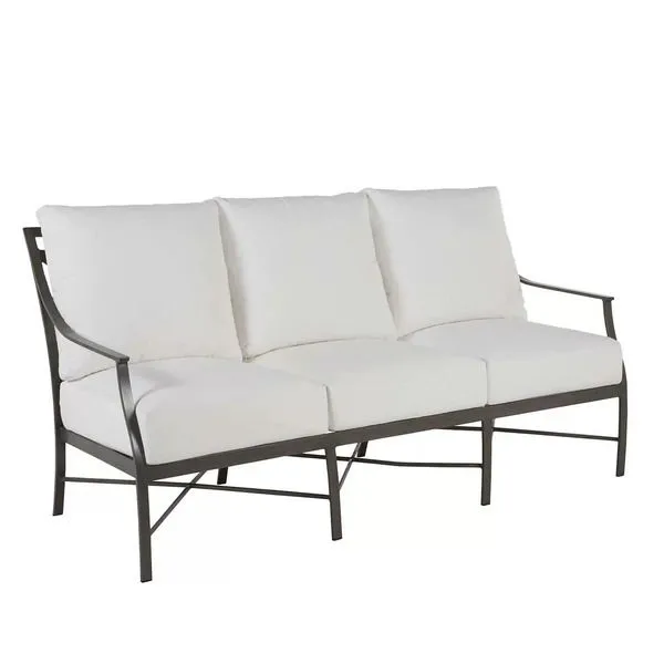 Monaco Slate Gray Aluminum Sofa with slate gray frame and white seat and back cushions