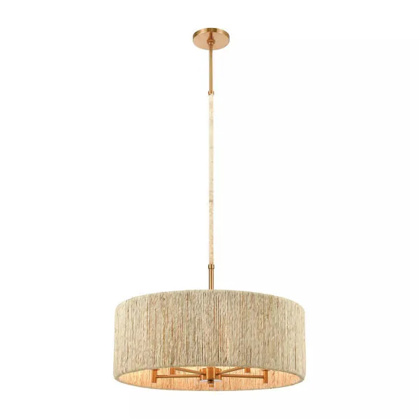 Product Image 2 for Abaca 5 Light Chandelier In Satin Brass With Abaca Rope from Elk Lighting