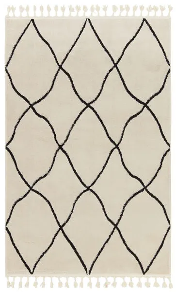Product Image 1 for Treble Moroccan Trellis Ivory/ Black Rug - 7'6" x 10' from Jaipur 