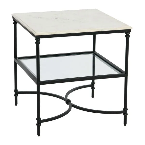 Product Image 1 for Evelyn End Table with Glass Storage Shelf from Creative Co-Op