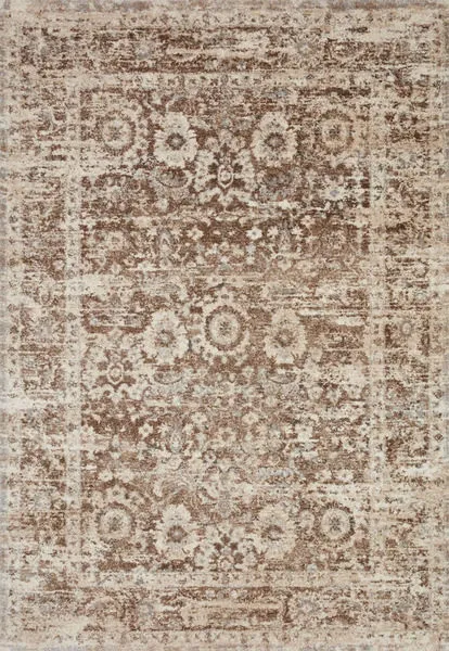Full view of Theory Mocha Natural Rug with detailed transitional pattern in beige and mocha hues