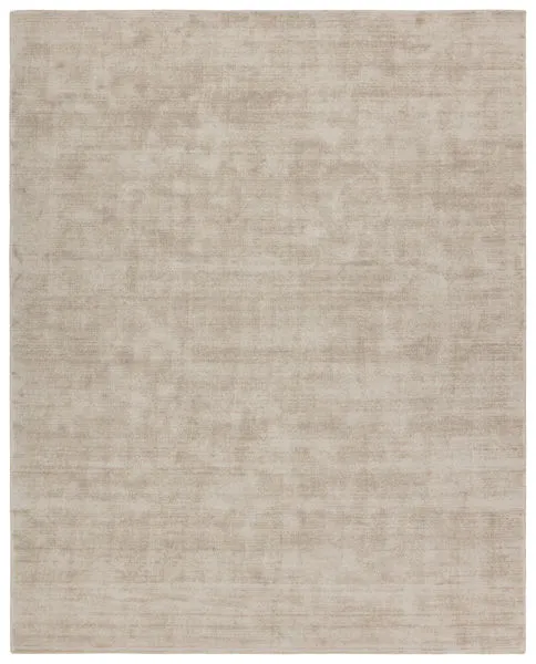 Arcus handmade indoor/outdoor rug with solid taupe and cream colors, cut and loop pile, subtle luster, 9 by 12 feet