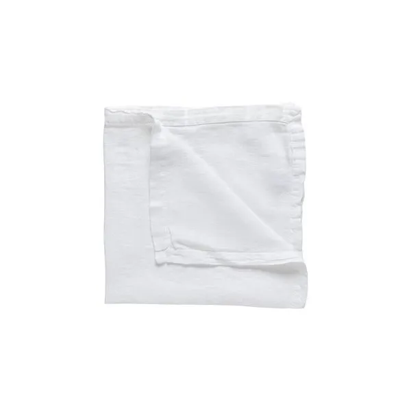 Chalk white 100% linen place mat folded with soft texture and stitched edges