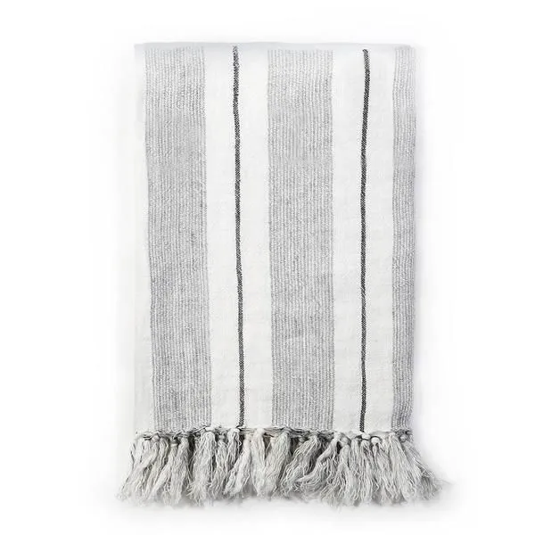 Product Image 1 for Laguna Linen Queen Blanket - Grey /  Charcoal from Pom Pom at Home