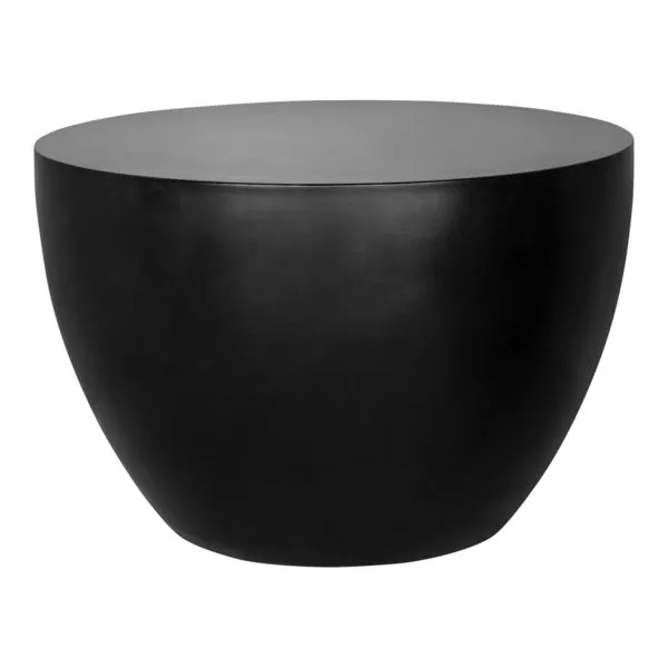 Dark concrete Insitu Side Table with smooth, rounded drum-like shape and minimalist design