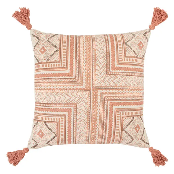Product Image 3 for Saskia Pink/ Cream Tribal Polyester Throw Pillow from Jaipur