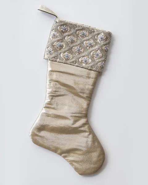 Product Image 3 for Belle Dupion Metallic Hand-Beaded Jewel-Cuff Stocking from D. Stevens