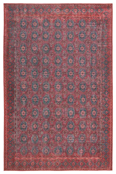 Product Image 5 for Kalinar Damask Dark Red/ Blue Rug from Jaipur 