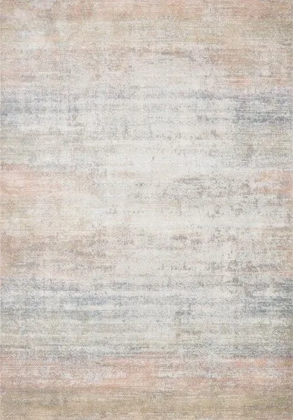 Lucia Mist Rug with a muted color palette of soft greys, blush pinks, and beige in a subtle vintage-style gradient