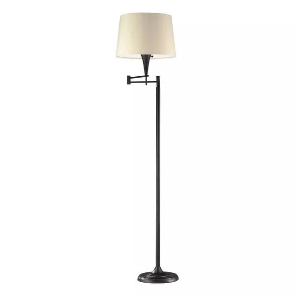 Product Image 1 for 1 Light Swingarm Floor Lamp In Aged Bronze With Beige Shade from Elk Home