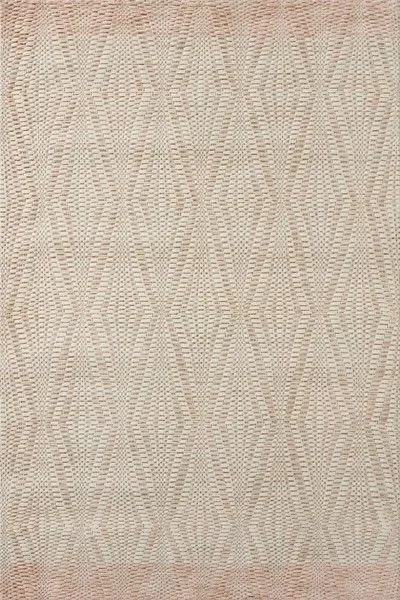 Kenzie Ivory / Blush Rug with tonal and contrasting blush geometric patterns hand-woven in India