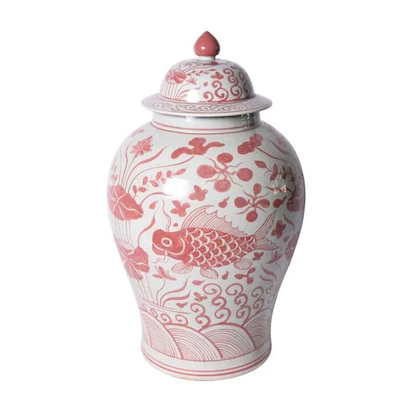 Product Image 1 for Coral Red Fish Temple Jar from Legend of Asia