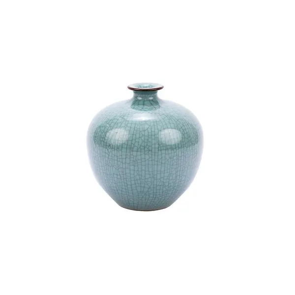 Product Image 1 for Crackle Celadon Pomegranate Vase W/ Brown Lip from Legend of Asia