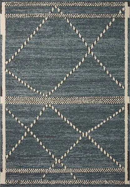 Charcoal rug with two-tone greige diamond Moroccan motifs and subtle high-low texture