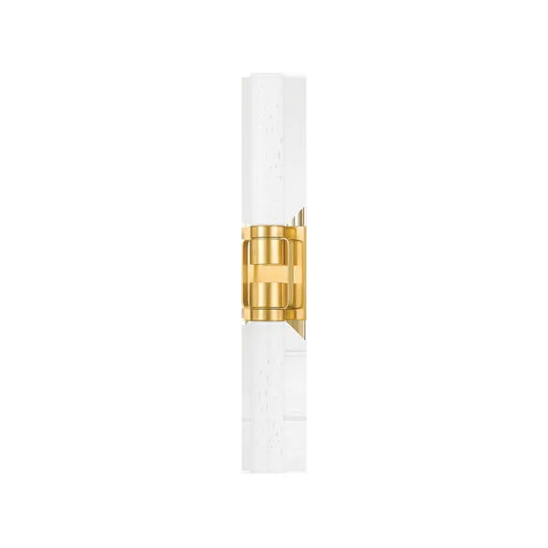 Glen Oaks Wall Sconce with two seedy opal glass cylinders and aged brass slim rectangular backplate