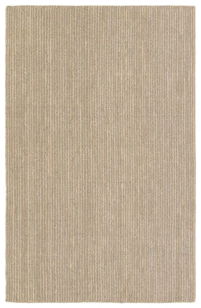 Latona rug with striped pattern in alternating gray and tan fibers, 9 by 12 feet