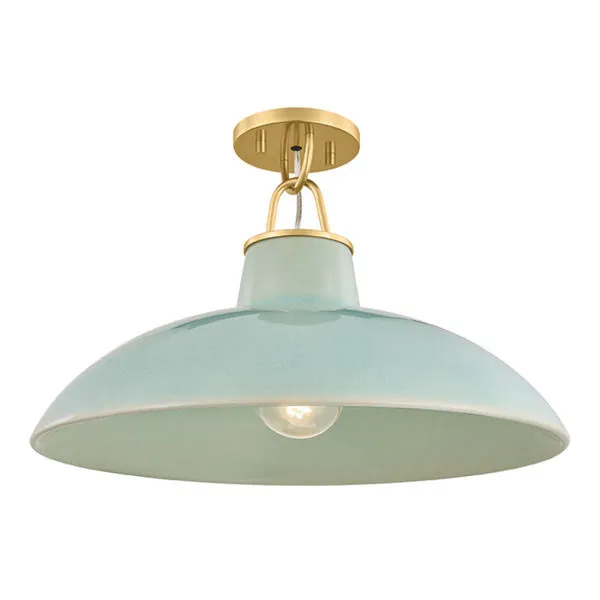 Product Image 1 for Pottersville Aged Brass / Ceramic Moss Crackle Flush Mount from Hudson Valley
