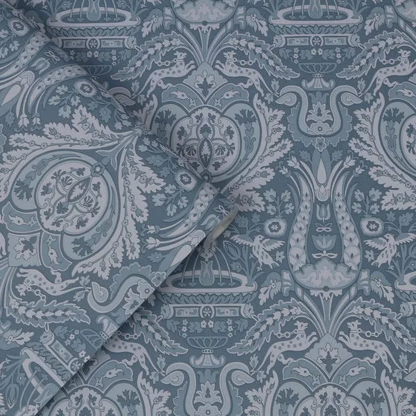 Product Image 1 for Laura Ashley Heraldic Dusky Seaspray Damask Wallpaper from Graham & Brown