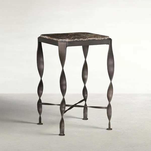 Product Image 1 for Armand Metal Travertine Side Table from Gabby