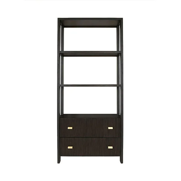 Product Image 1 for Davie Two Drawer Etagere With Fluted Detail In Dark Espresso Oak from Worlds Away