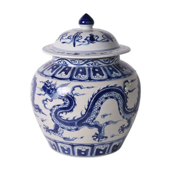 Product Image 1 for Blue & White Ginger Jar W/ Dragon Motif from Legend of Asia