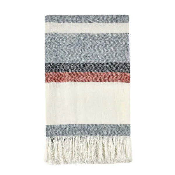 Product Image 1 for Taylor 100% Belgian Linen Green Multicolor 50"x70" Throw Blanket Blanket from Classic Home Furnishings