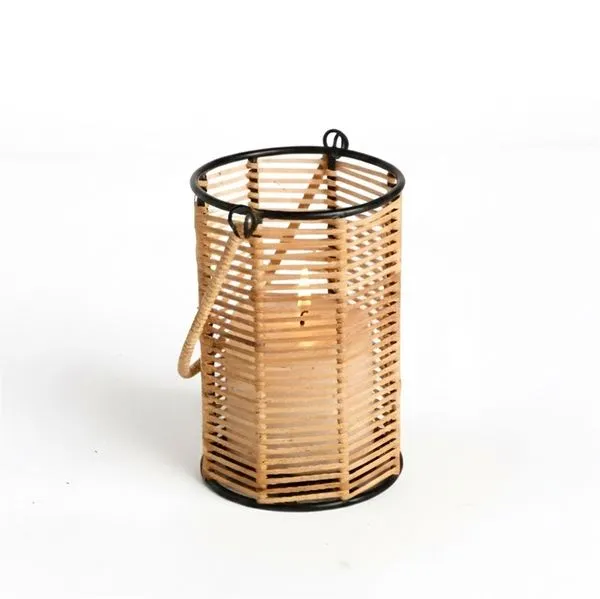 Product Image 1 for Natural Iron & Bamboo Round Lantern Dia 5" from BIDKHome