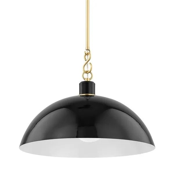 Product Image 1 for Camille Large Glossy Black Dome Pendant Light from Mitzi