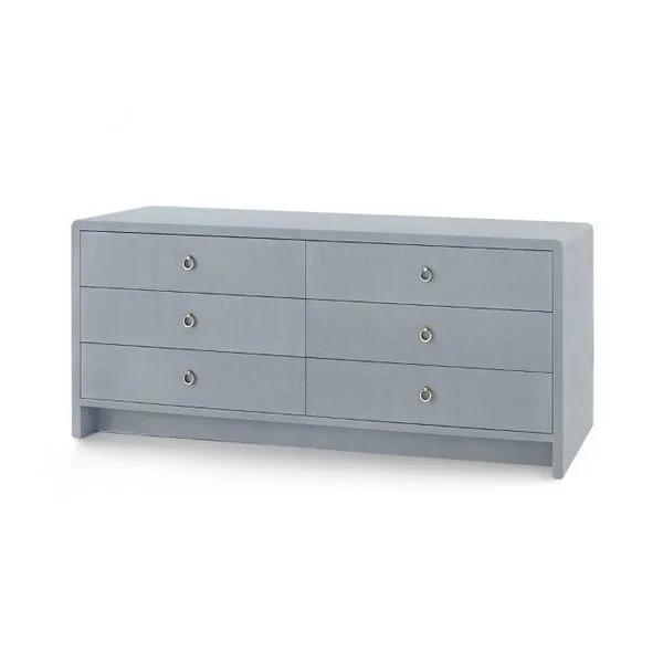 Product Image 1 for Bryant Extra Wide Lacquered Linen 6-Drawer Dresser - Gray from Villa & House