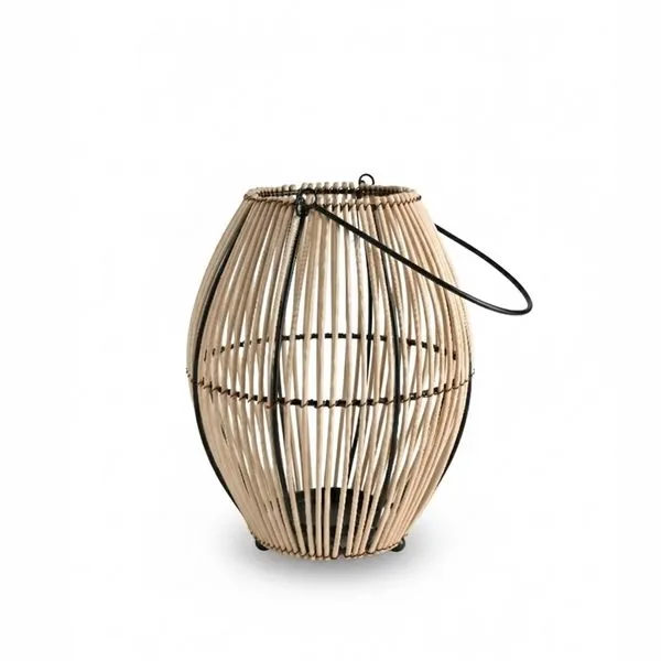 Product Image 1 for Natural Lantern Iron & Bamboo Dia 9" from BIDKHome
