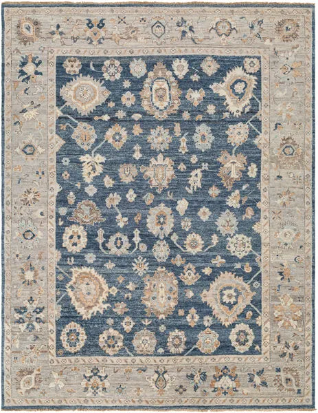Product Image 1 for Ghazni Hand-Knotted Wool Dark Blue / Beige Rug - 9' x 12' from Surya