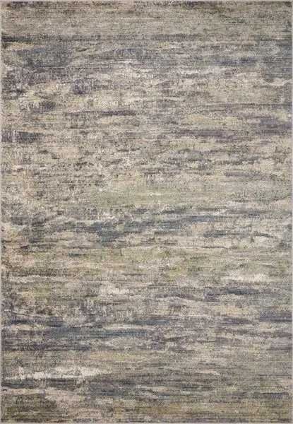 Arden Granite Ocean contemporary rug with wide heathered stripes in gray, blue, and beige tones with subtle ribbing texture