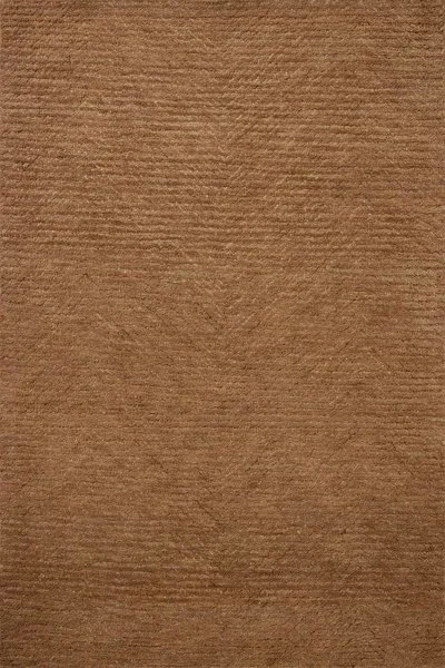 Kai Terracotta Rug in rich earth tone with ribbed hand-tufted wool pile and subtle diamond pattern