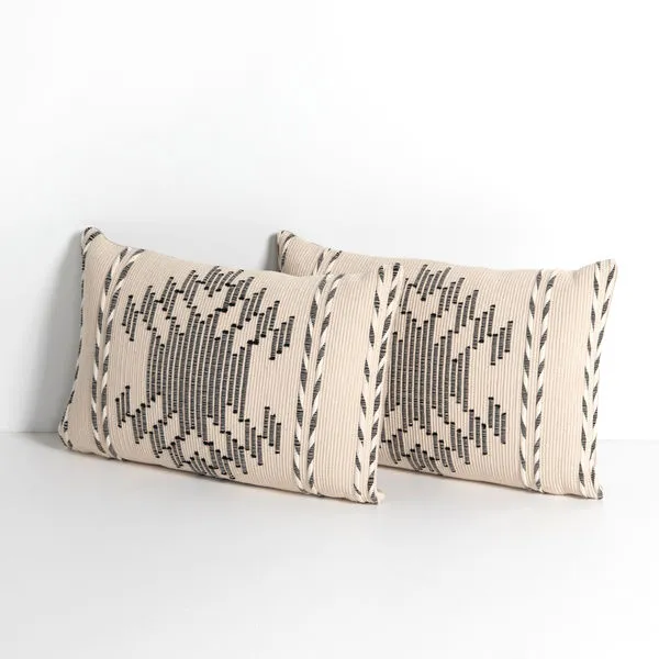 Product Image 3 for Nira Pillow Cream, Black Set Of 2 16"X24 from Four Hands