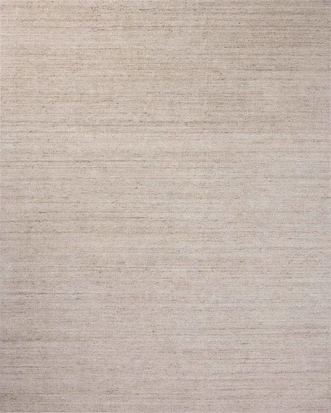 Thorne Natural Rug with thin, textured lines in neutral heathered tones, hand-loomed polyester