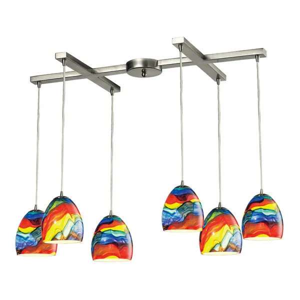 Product Image 1 for Colorwave Collection 6 Light Pendant In Satin Nickel from Elk Lighting