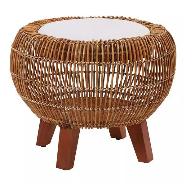 Product Image 2 for Handwoven Arurog Ottoman With Wood Legs  from Creative Co-Op