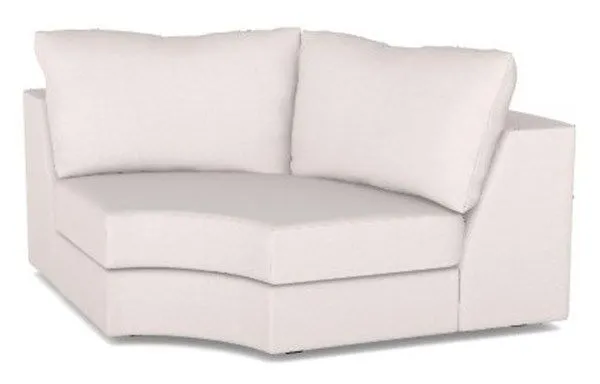 Lucy Modular Sectional Curved Quarter Turn in soft Trackstar Nickel fabric with elegant curved design and plush cushions