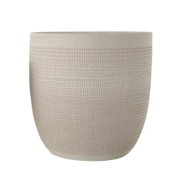 Product Image 5 for Large Matte White Embossed Stoneware Planter from Creative Co-Op