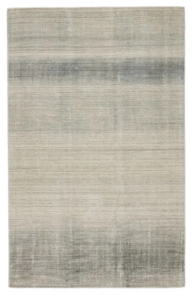 Handmade ombre rug in shades of gray and beige with subtle horizontal gradient and soft texture