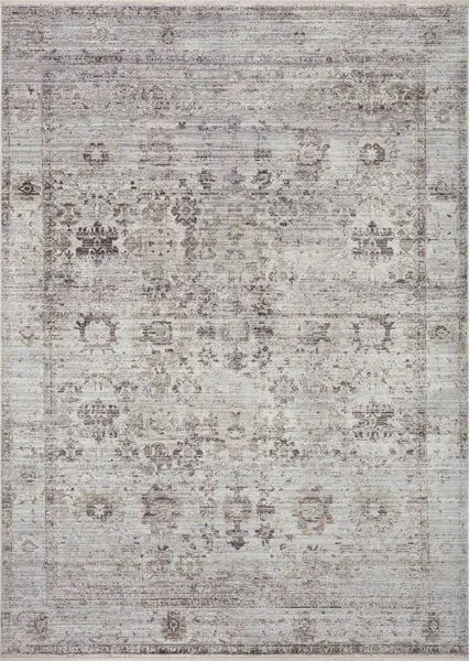 Bonney Stone charcoal rug with traditional muted patterns in light gray and dark charcoal tones