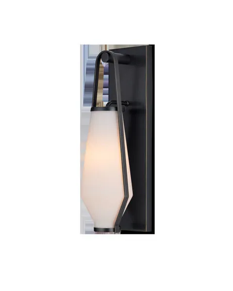 Brompton Bronze Bath Wall Sconce with oil-rubbed bronze rectangular wall plate and frosted tapered shade hanging from meta...