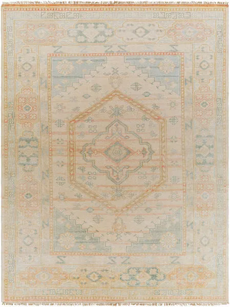 Product Image 1 for Anadolu Hand-Knotted Ice Blue / Dusty Coral Rug - 8' x 10' from Surya